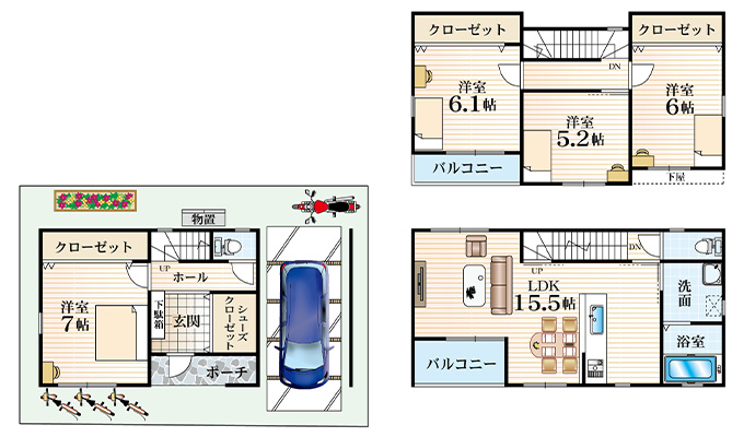 鶴見区茨田大宮1丁目（全3区画分譲）B号地プラン