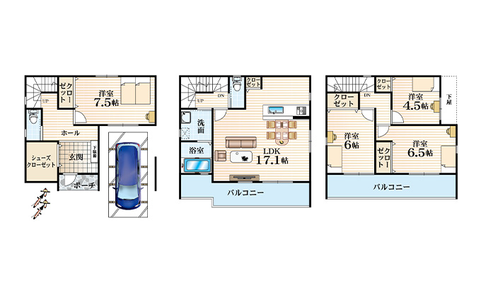 鶴見区横堤2丁目 第1期分譲(全4区画) B号地プラン