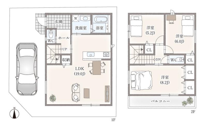 【参考プラン間取り図/1号地】