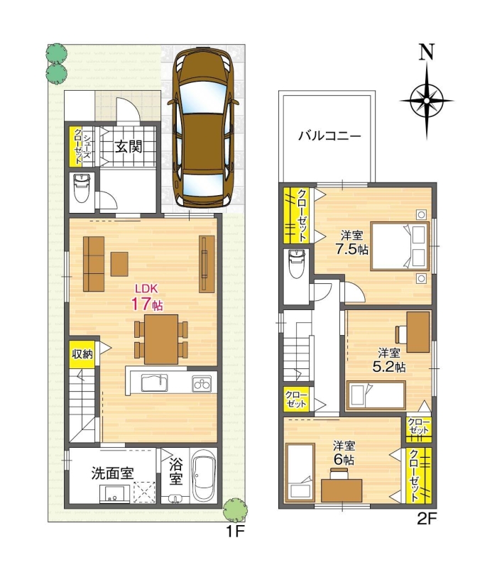 【参考プラン間取り図/2階建】